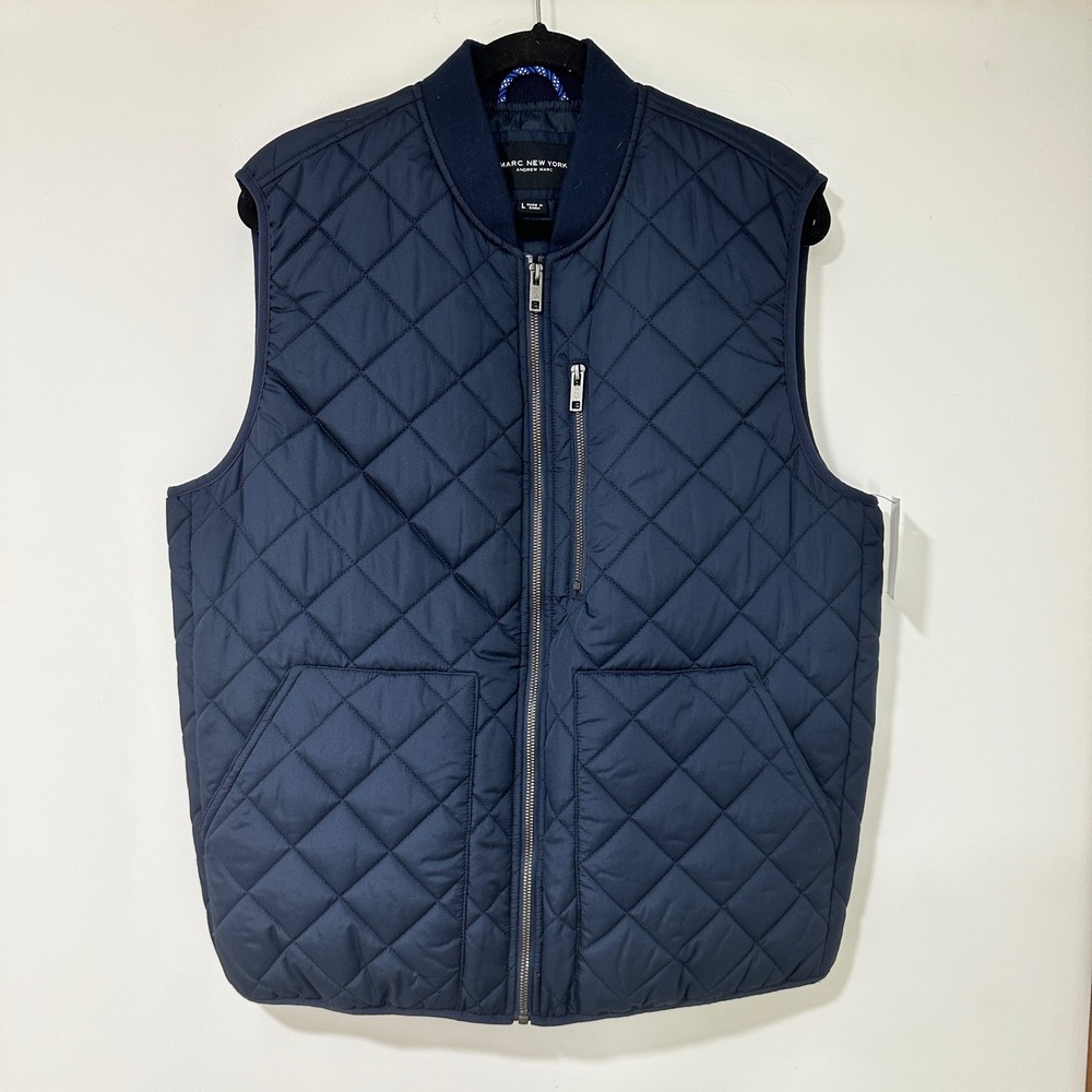 Marc New York Sirius Quilted Vest Mens Large Ink Blue Full Zip Gorpcore